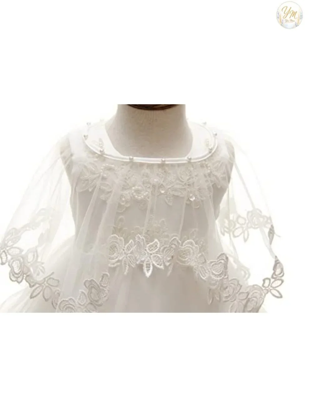 Christening Baptism Gown Set Baby Girl Floral Dress with Bonnet